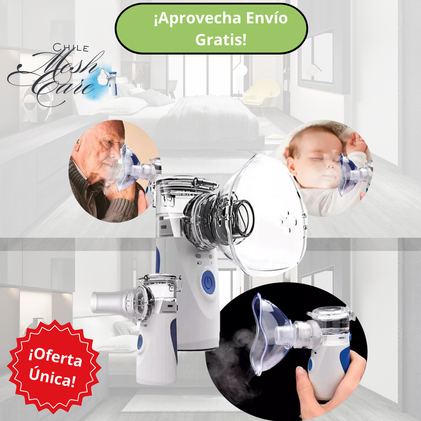 MESH CARE Nebulizador USB y Batería Portátil