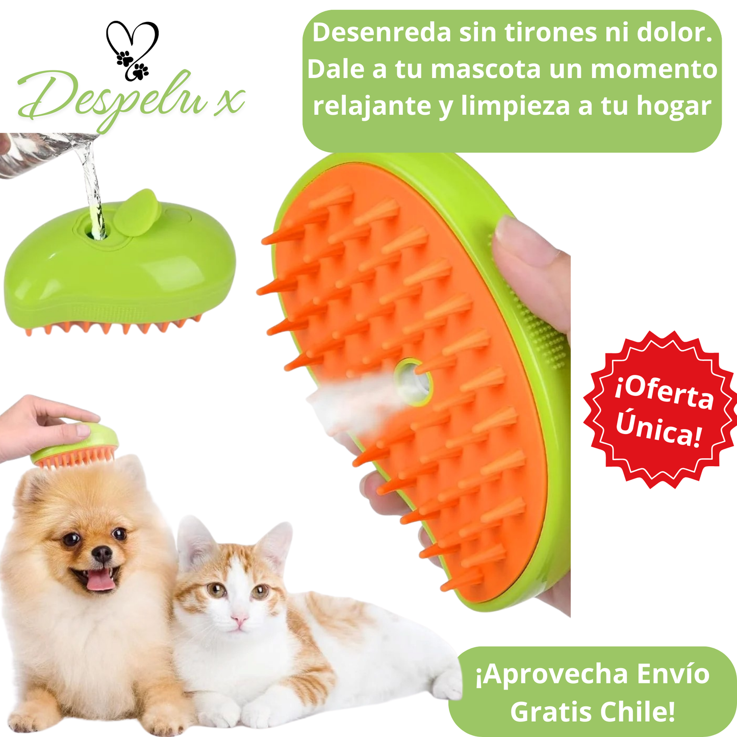 Despelux Pro™ - Cepillo Vapor para Mascota ⭐️⭐️⭐️⭐️⭐️